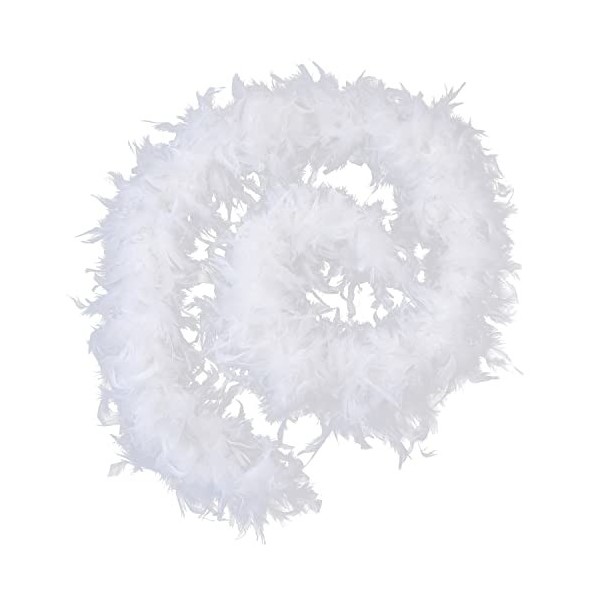 keland 2 Mètres Boa de Plumes Accessoire de déguisement Charleston pour la fête Blanc 