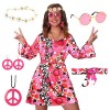 Xtaguvdm Déguisements Hippie Femme, Costume Hippie Chic Femme Année 70, Robe Hippie pour Femme, Annee 70 Année 60 Tenue Disco