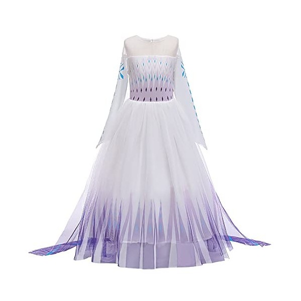 Kosplay Fille Robe de Princesse Elsa et Accessoires Reine des Neige 2 Déguisement Costume Anniversaire Fête Halloween Noël Pa