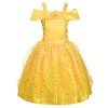 Lito Angels Deguisement Robe Princesse Belle avec Accessoires pour Enfant Fille, Costume la Belle et la Bête, Taille 6-8 ans,