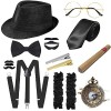 E EBETA Années 1920 Hommes Déguisements Accessoires, Flapper Gatsby Costume Année 20 avec Chapeau Bretelles à Dos en Y Faux C