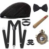 E EBETA Années 1920 Hommes Déguisements Accessoires, Flapper Gatsby Costume Année 20 avec Chapeau Bretelles à Dos en Y Faux C