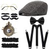 E EBETA Années 1920 Hommes Déguisements Accessoires, Flapper Gatsby Costume Année 20 avec Chapeau Bretelles à Dos en Y Faux C