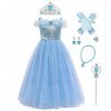 IWEMEK Filles Déguisement Cendrillon Robe de Princesse Sans manches + Accessoires Conte De Fées Cosplay Halloween Carnaval Co