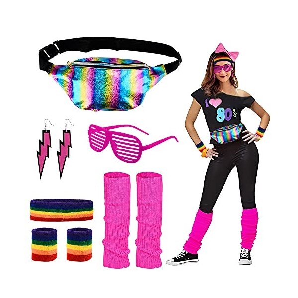 Déguisement Année 80 Accessoire Femme - YWEI - Violet - Kit complet d'accessoires  fluo pour soirée années 80 - Cdiscount Jeux - Jouets