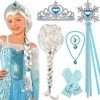 Tacobear Princesse Elsa Déguisement Accessoires Elsa Perruque Tresse Princesse Collier Diadème Gants Baguette Bracelet Prince