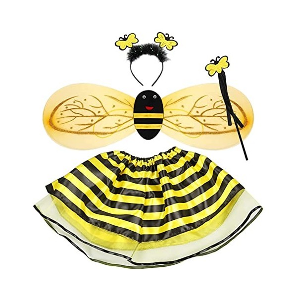 Lot de 4 Deguisement Enfant Jupe et Bandeau, Deguisement Fille Abeille 2 Ans, Déguisement Enfant Animaux 3 Ans, Déguisement C