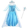 Vicloon Robe Princesse Elsa,5PCS Robe de Princesse Reine des Neiges pour Cosplay Mariage Carnaval Fête danniversaire - avec 