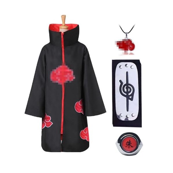 Metaparty Itachi Cape Cosplay Uchiha Itachi Cos Deguisement Bandeau Bague Collier Ninja Accessoires Anime Carnaval Halloween 