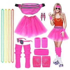 Supchamp Déguisement Année 80 Accessoire Femme Fluo - 80s 90s Disco Costume Vetement Fête Néon 80 Accessoires Fête Néon Soire