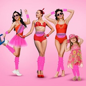 Supchamp Déguisement Année 80 Accessoire Femme Fluo - 80s 90s Disco Costume Vetement Fête Néon 80 Accessoires Fête Néon Soire