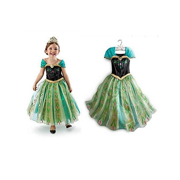 NICE SPORT Robes Enfant Princesse Anna La Reine des Neiges Cosplay Costume Déguisement Cadeau Anniversaire/Noël/Carnaval/Hall