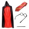 MIVAIUN 4 Pièces Adulte Enfant Habillage de Sorcier Costume de Magicien Robe de Magicien avec Cape Lunettes Cravate Baguette 
