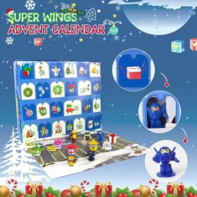 Super Wings Calendrier de lAvent 2023 avec 24 Jouets Surprises, Figurines à Collectionner, Accessoires et Autocollants, Cade