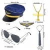 PIUMOJ Kit Costume de Capitaine Pilote, Accessoires pour Capitaine de Pilote, Costume de Pilote Capitaine daccessoires avec 