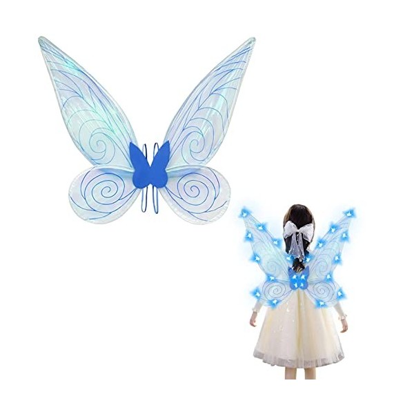 Ailes de fée lumineuses pour enfants, Ailes delfe lumineuses à LED pour adultes Ailes papillon Costume Cosplay, Robe fantais