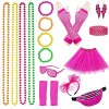 Deguisement Annee 80 Femme Accessoire Fluo Tutu Sac Banane Lunettes Bandeau Noeud Colliers Bracelets Gants Boucles Doreilles