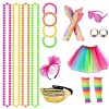 Deguisement Annee 80 Femme Accessoire Fluo Tutu Sac Banane Lunettes Bandeau Noeud Colliers Bracelets Gants Boucles Doreilles