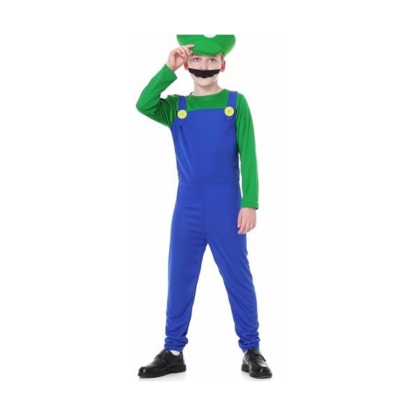 WWQQYY Super Brothers pour Adultes Enfants, Costume de Cosplay, Adultes Fille Garçon Déguisement avec Combinaison, Bonnet, Ba