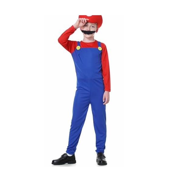 WWQQYY Super Brothers pour Adultes Enfants, Costume de Cosplay, Adultes Fille Garçon Déguisement avec Combinaison, Bonnet, Ba