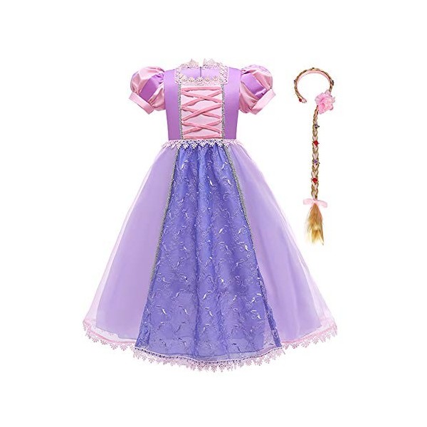 IWEMEK Enfants Déguisements Filles Raiponce Robe de Princesse Longue en tulle + Accessoires Ensemble Conte De Fées Cosplay Ha