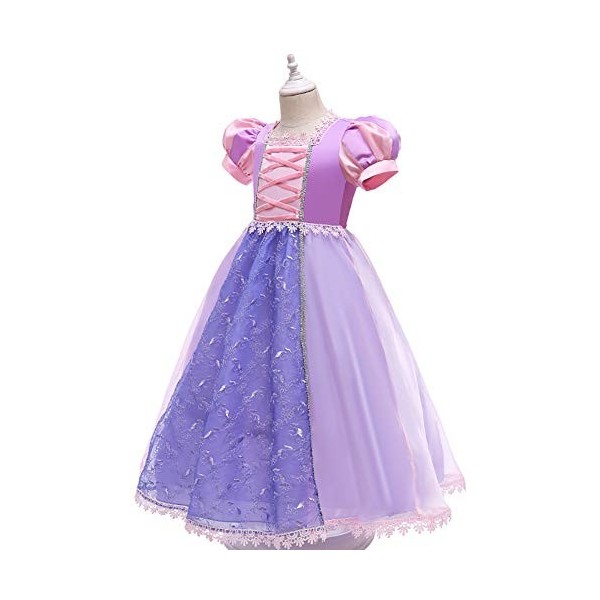 IWEMEK Enfants Déguisements Filles Raiponce Robe de Princesse Longue en tulle + Accessoires Ensemble Conte De Fées Cosplay Ha