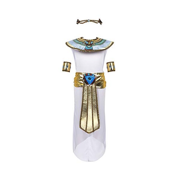 ranrann Déguisement Égyptien Enfant Fille Garçon Costume Princesse Égyptienne/Prince Égyptien Ensemble Tenue Accessoires Hall