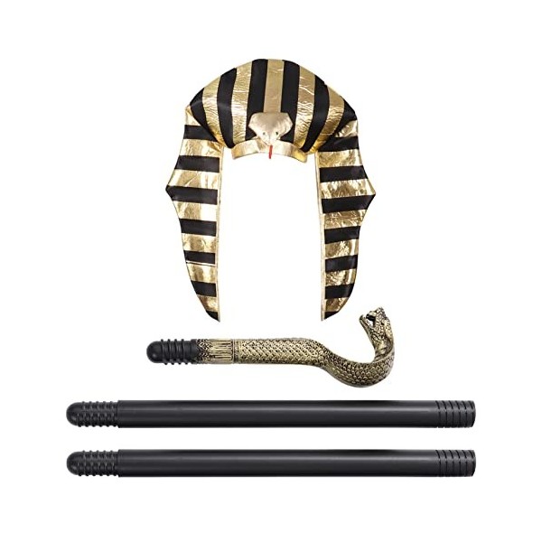 ranrann Accessoires de Costume Égyptien Pharaon Cléopâtre Adulte Cosplay Costume Coiffe Sceptre Serpent Faux Col Bras Manches