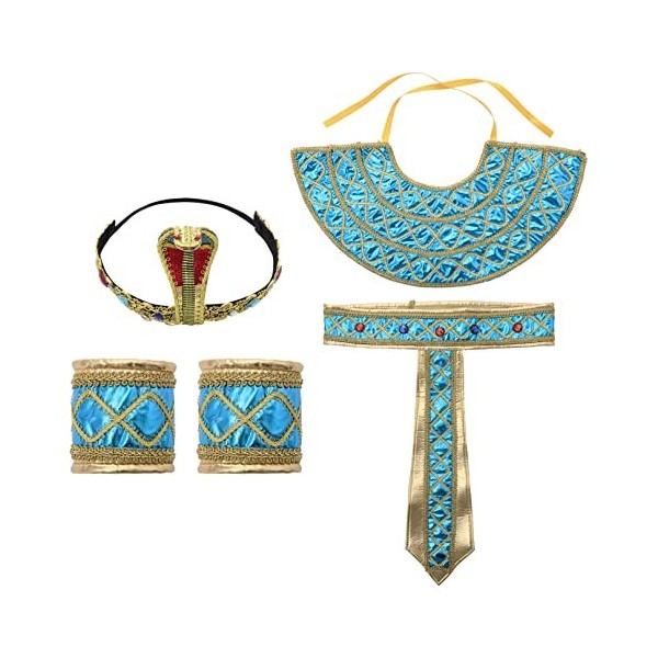 ranrann Accessoires de Costume Égyptien Pharaon Cléopâtre Adulte Cosplay Costume Coiffe Sceptre Serpent Faux Col Bras Manches