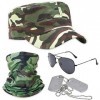 Beamely Lot de 4 déguisements de camouflage militaire, accessoires de costume de cosplay avec chapeau camouflage, cache-cou, 