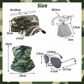 Beamely Lot de 4 déguisements de camouflage militaire, accessoires de costume de cosplay avec chapeau camouflage, cache-cou, 