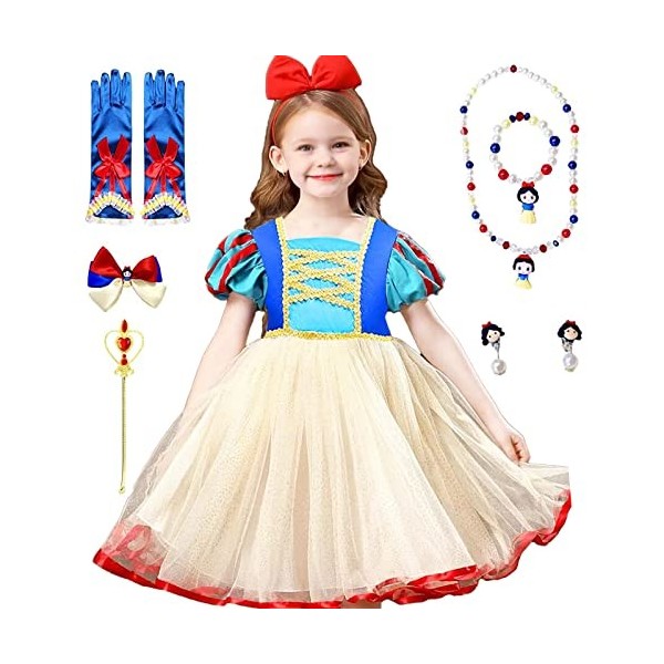Robe Princesse Minnie Deguisement Princesse Fille Robe Été Cérémonie - Serre-tête Minnie à Pois Tutu Bébé Fille Costume Anniv