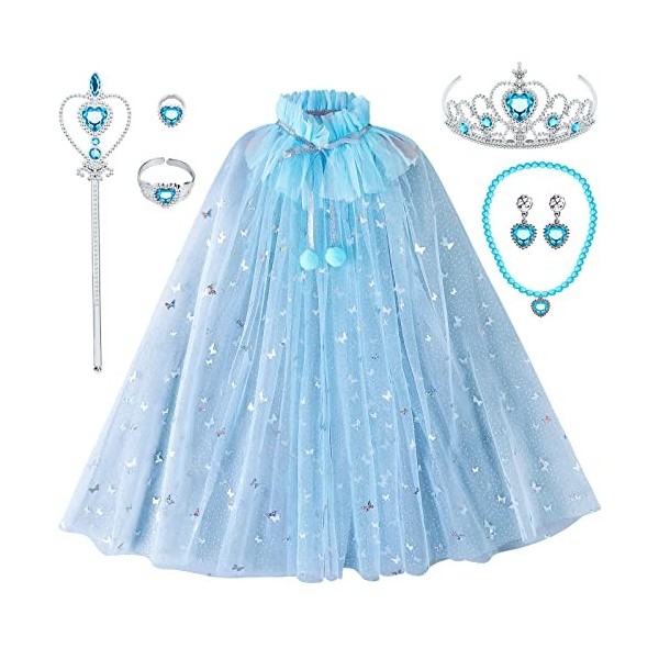 Tacobear Déguisement Princesse Fille Cape Princesse avec Couronne Princesse Baguette Magique Halloween Costume Accessoires Pr