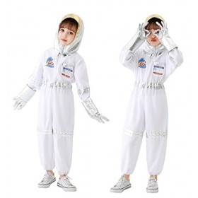 Udekit Astronaute Costume Enfants NASA Pilote Salopette Déguisements Halloween Rôle Jouer Costume Medium 4-5Y 