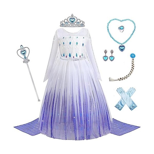 Déguisement Robe de Princesse Fille, CoatCool Costume Princesse Fille avec Accessoires de Baguette Magique Princesse Couronne