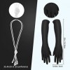 Set d’Accessoires Costumes Gatsby des Années 1920 pour Femmes Inclure Casque, Boucles dOreilles Pendantes, Gants en Satin Ex