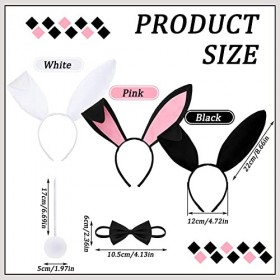 Hestya 9 Pièces Ensemble de Costumes de Lapin Inclure Bandeaux dOreille de Lapin, Noeud Papillon Queues de Lapin Set de Dégu