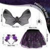 Hifot 3 Pièces Deguisement Halloween Enfant,Toile Araignée Jupe Tutu avec Ailes Serre-tête Accessoire Halloween,Costume Carna