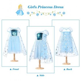 URAQT Elsa Costume, Robe Elsa,Robes Fille, Elsa Costume avec Elsa Dress Up Accessoires Set pour Robe de Soirée/Robes de Cockt