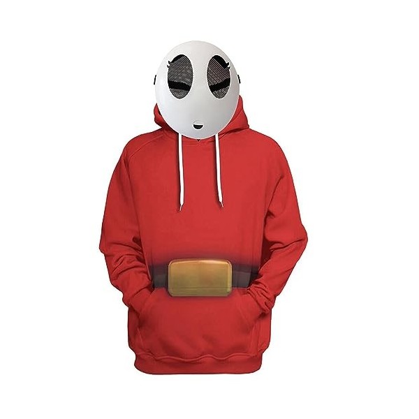 KAMNI Costume de Sh-y Guy pour les enfants adulte Manteau rouge avec couverture de visage blanc Jeu Outfit Props Accessoires 