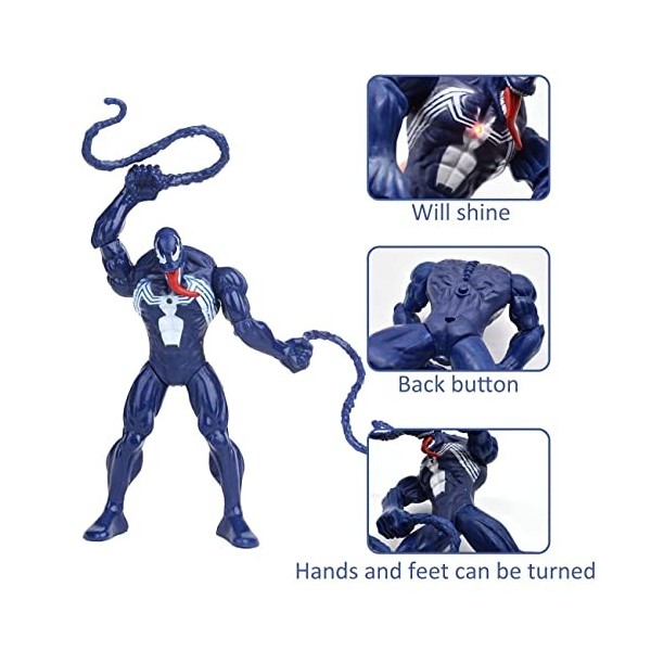 Avengers Cake Topper, 2 Pcs Figurine de Collection Deluxe Venom de 16 cm Bleu et Noir pour Enfants à partir de 4 Ans Enfant
