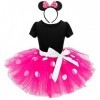 Lito Angels Deguisement Robe Minnie Mouse Bebe Fille, avec Oreilles de Souris Serre-tete, Taille 18-24 mois, Rose Chaud étiq