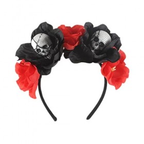 thematys serre-tête tête de mort roses fleurs | bandeau | skull bandeau | accessoires cheveux | horreur | effrayant | adultes