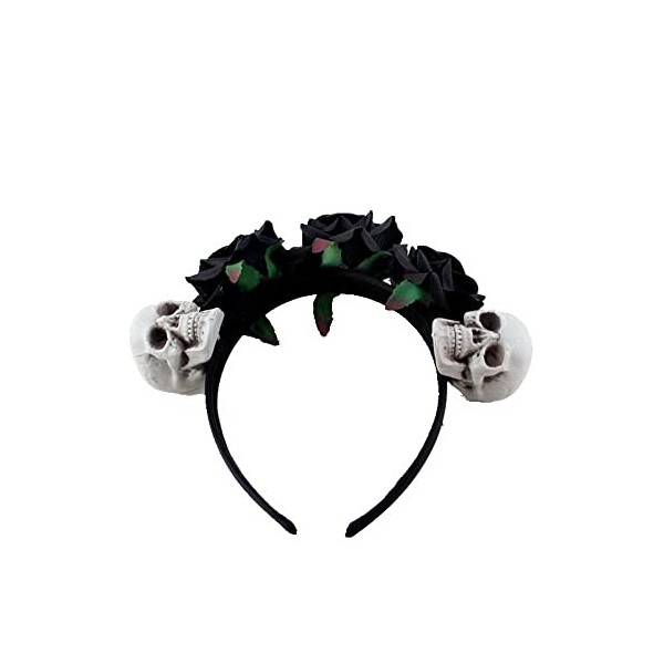 thematys serre-tête tête de mort roses fleurs | bandeau | skull bandeau | accessoires cheveux | horreur | effrayant | adultes