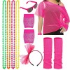 HIQE-FL Vetement Tenue Fête Néon Fluo,Sac Banane,Bracelets Neon, Deguisement Annee 80 Femme Accessoire Fluo,Costume des Année