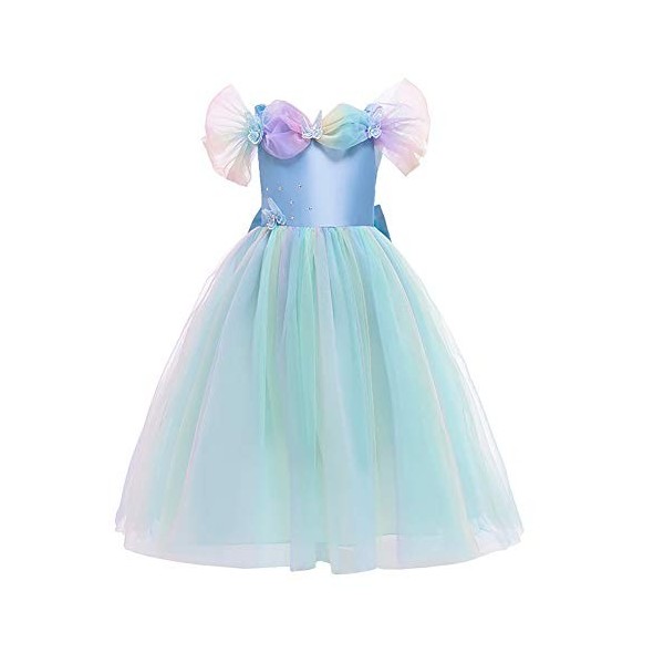 IBAKOM Robe Cendrillon Fille Costume Princesse Déguisement Conte Fées Sophia Raiponce Cosplay Halloween Carnaval Noël Habille