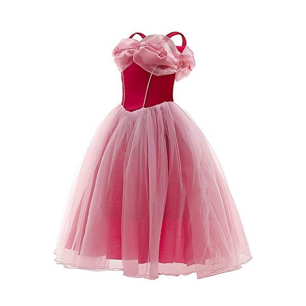 IWEMEK Filles Aurore Costume Princesse Robe Longue en tulle + Accessoires Ensemble La belle au bois dormant Cosplay Halloween