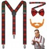 Hestya 3 Pcs Set de Tartan Nuit de Robert Burns Inclure Costume de Fausse Barbe Fausse Moustache Marron Nœud Papillon Déguise