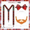 Hestya 3 Pcs Set de Tartan Nuit de Robert Burns Inclure Costume de Fausse Barbe Fausse Moustache Marron Nœud Papillon Déguise