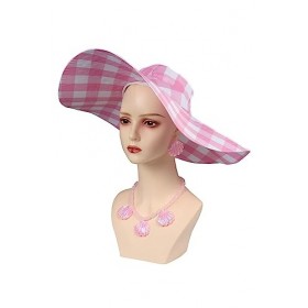 SETHOUS Accessoires de costume de Barbie pour femme, chapeau, colliers, boucles doreilles, chapeau dété à large bord, fête,
